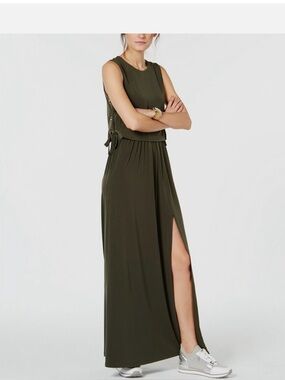 Michael Kors Olive Green Grommet Maxi Dress S